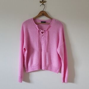 Vineyard Vines Pink Lace Up Cashmere Linen Sweater Size Medium